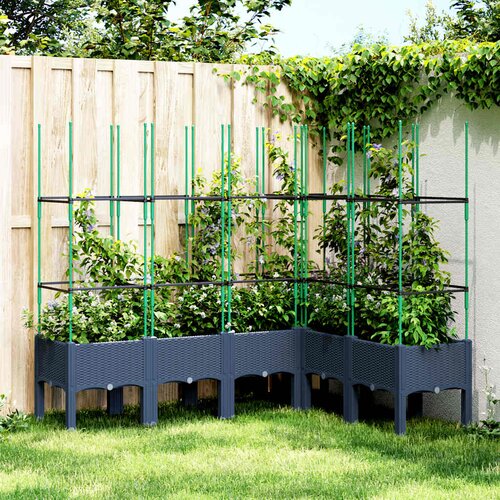  Vrtna sadilica s re&amp;scaron;etkom plava siva 120x120x142,5 cm PP Slike