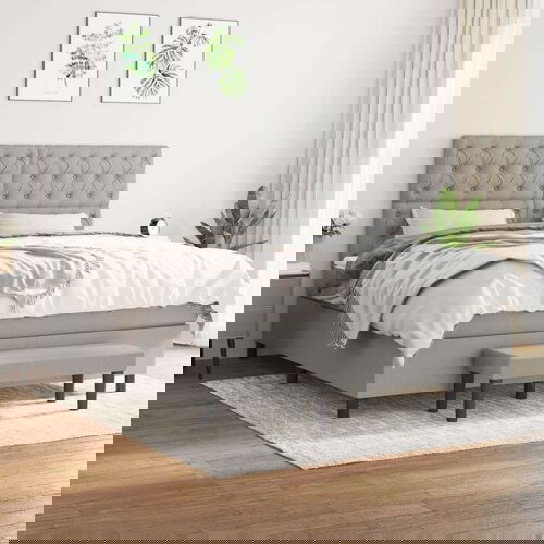  Box spring postelja z vzmetnico svetlo siva 160x200 cm žamet, (20788806) Slike