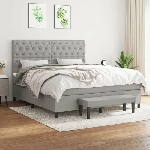  Box spring postelja z vzmetnico svetlo siva 160x200 cm žamet, (20788806)