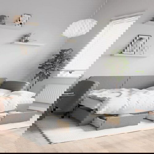 VidaXL Dnevni krevet na razvlačenje svjetlosivi 90 x 200 cm od tkanine Slike
