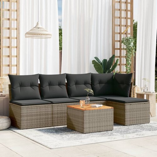 vidaXL 6-dijelni set vrtnih sofa od poliratana s jastucima sivi Cijene