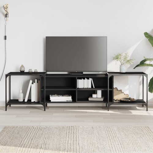 TV ormarić crni 203 x 37 x 50 cm od konstruiranog drva Cene