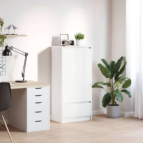 VidaXL Ormarić s ladicom bijeli 55,5x34x119,5 cm izrađeno drvo Slike
