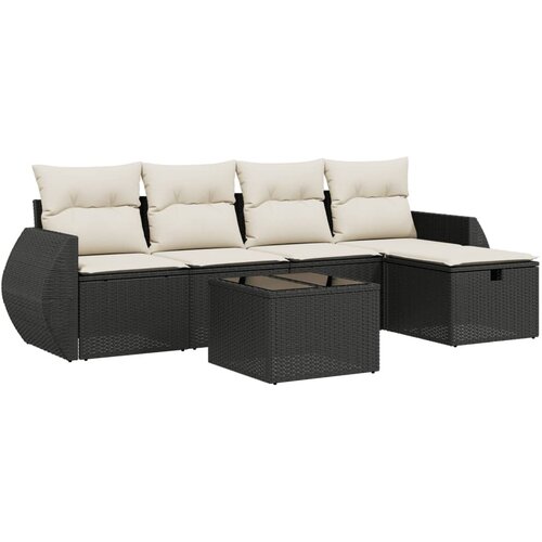  6-dijelni set vrtnih sofa s jastucima crni od poliratana Crna 70 x 62.5 x 69 cm Slike