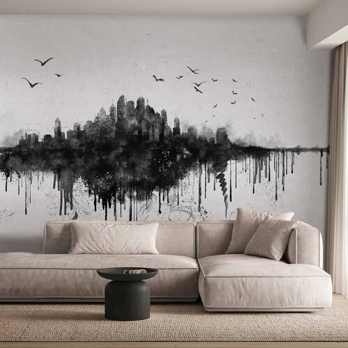  Foto tapeta - Big city - abstract city skyline in black watercolour style 250x175 Premium Cijene