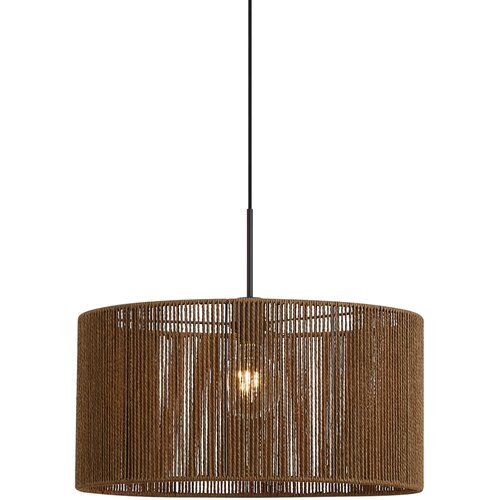 QAZQA Hanglamp zwart met bruine papieren touw kap 50/50/25 - Combi 1 Slike
