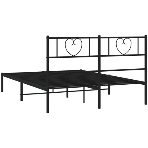 VidaXL Metalni okvir za krevet s uzglavljem crni 150x200 cm Slike