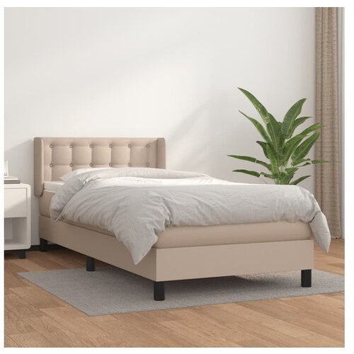 Box spring postelja z vzmetnico kapučino 90x200 cm umetno usnje Cene