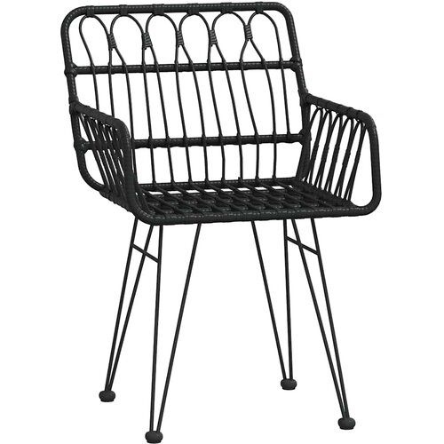  5-dijelni vrtni blagovaonski set od poliratana crni Crna Dužina stola 80 cm Slike