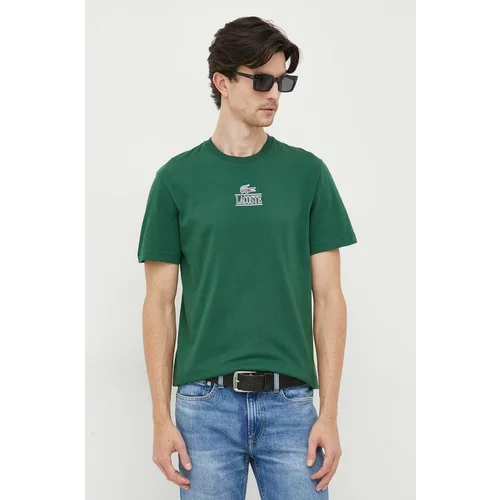 Lacoste Bombažna kratka majica zelena barva