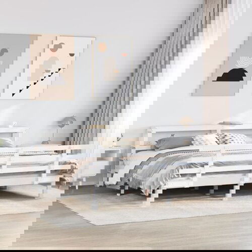 VidaXL Posteljni okvir z vzglavjem brez vzmetnice bel 200x200 cm Slike