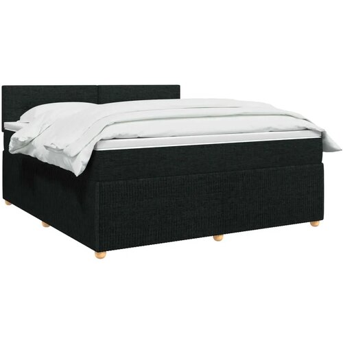 Boxspring krevet s madracem Crna 160 x 200 cm Tkanina - Crna 160 x 200 cm Pro&amp;scaron;iveno gumbima Slike