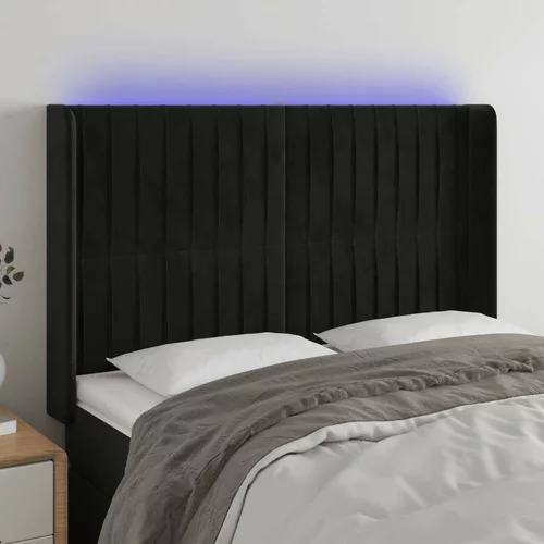  LED posteljno vzglavje črno 147x16x118/128 cm žamet, (20933435)