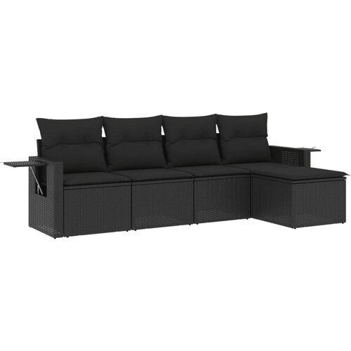 Maison Chic Seti vrtnega pohi&amp;scaron;tva - Vrtna garnitura - Vrtni pohi&amp;scaron;tvo set 5-delna z blazinami črn poli ratan, (21816569) Slike