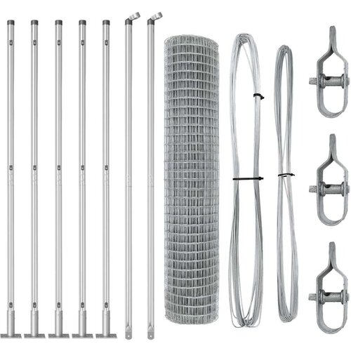 Euro Ograda s 7 Flan&amp;scaron;iranih Stupova 1.4x10 m Cinkovana Čelik Slike
