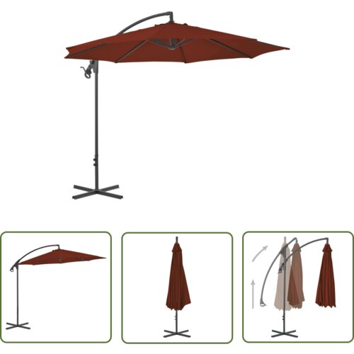  The Living Store Vrtni senčnik z jeklenim drogom 300 cm terakota - Previsni Senčnik, (21743451) Cene
