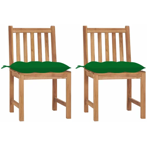  Vrtne stolice s jastucima 2 kom od masivne tikovine