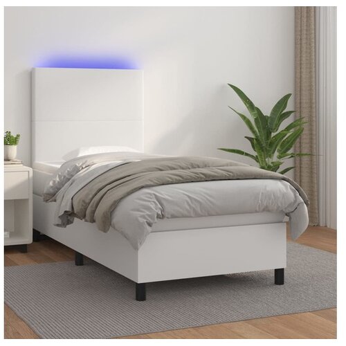 vidaXL Box spring postelja z vzmetnico LED bel 100x200 cm um Cene