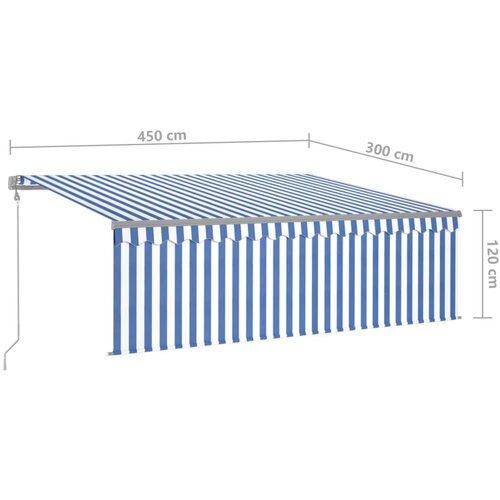 Tenda Automatska tenda s roletom i senzorom LED 4 5x3 m plavo-bijela Slike