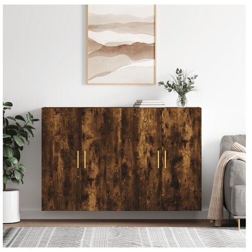 vidaXL Stenska omarica 2 kosa dimljen hrast 69,5x34x90 cm Cene