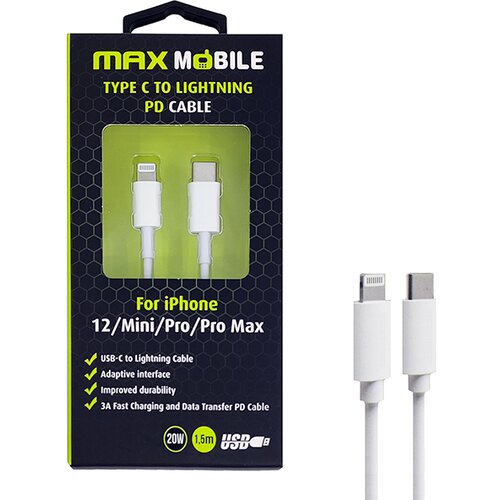 DATA kabl za iphone Maxmobile Lightning-Type C PD 3A 20W 1,5m Bijeli Cijene