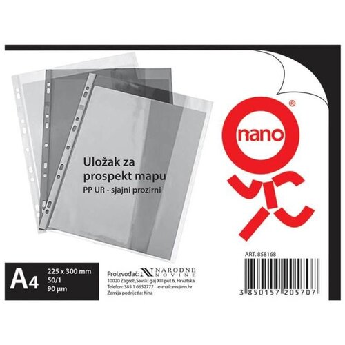 NANO Fascikl PP &amp;quot;UR&amp;quot; A4, 225x300 mm, 90 mic, 50/1, sjajni Slike