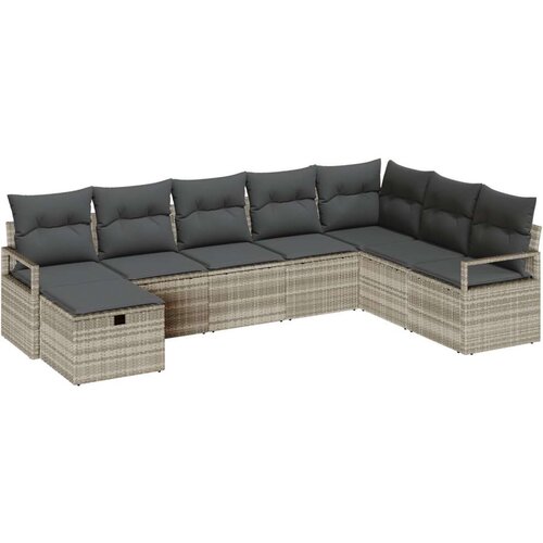  8-dijelni set vrtnih trosjeda s jastučićima svijetlosivi poli ratan  2-sjedalni vrtni trosjed s pohranom i jastučićima sivi poli Cijene