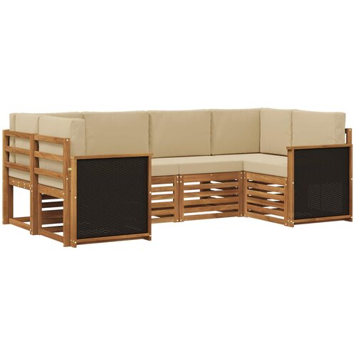 vidaXL Kotna sedežna garnitura z blazino 5 pcs Naravna, (5000283373) Cene
