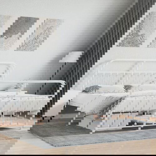 VidaXL Metalni okvir kreveta uzglavlje i podnožje bijeli 140 x 190 cm Slike