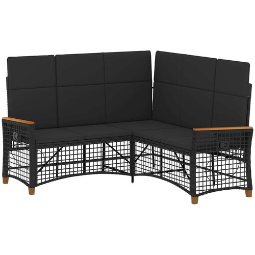  Vrtni set sofe za opu&amp;scaron;tanje Podesiva Crna 164 x 164 x 112 cm Slike