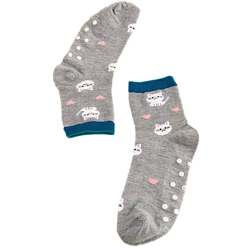 TRENDI Non-slip Children's Socks Gray Cats