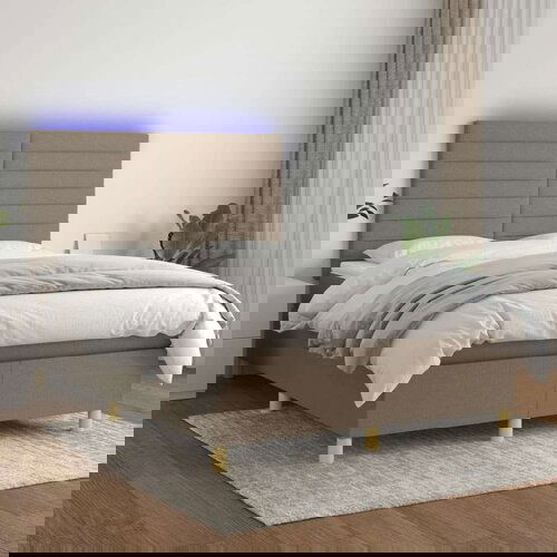  Box spring s madracem LED smeđesivi 140x200 cm tkanina Cijene