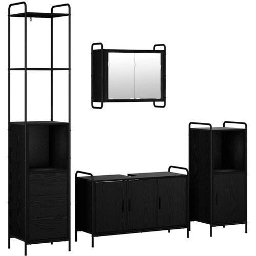  Set ormarića za kupaonicu 4 kom. Crni hrast 40 x 36 x 200,5 cm Slike