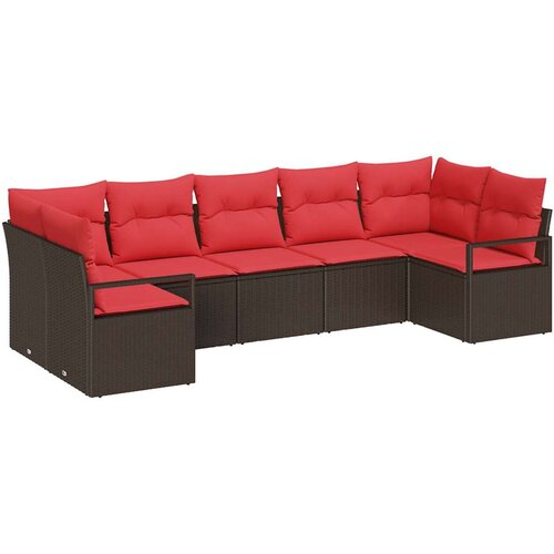 vidaXL Vrtna sedežna garnitura z blazino 7 pcs Rjava in rdeča, (5000021888) Cene