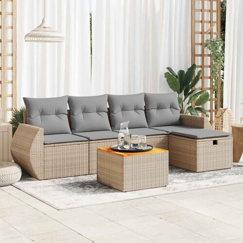 vidaXL 6-dijelni set vrtnih sofa s jastucima bež od poliratana Cijene