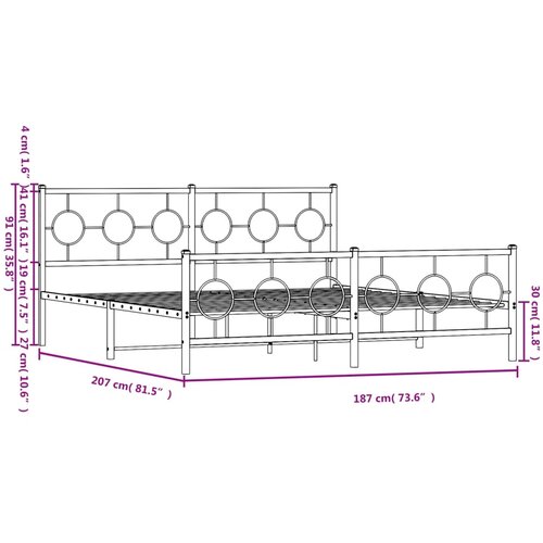  Metalni okvir kreveta uzglavlje i podnožje bijeli 180x200 cm Slike