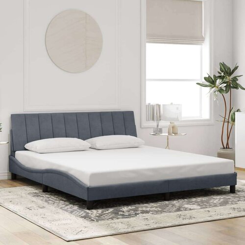 Okvir za krevet s uzglavljem tamnosivi 180x200 cm bar&amp;scaron;unasti Slike
