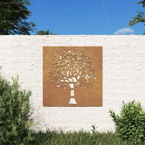 Vrtni zidni ukras 55 x 55 cm čelik COR-TEN s uzorkom stabla