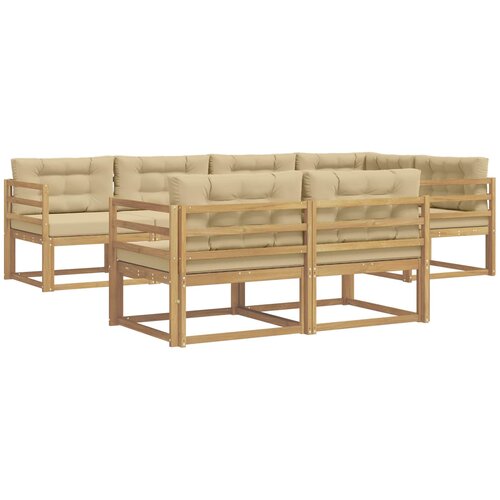 vidaXL Zunanja garnitura za sedenje 6 pcs Bela in bež Poliester, (5000279623) Cene