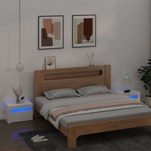  Noćni ormarići 2 kom s LED svjetlima bijeli 60 x 35 x 40 cm Cijene