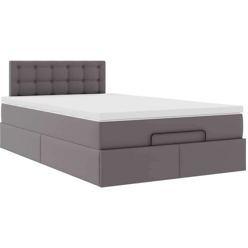 VidaXL otomanski okvir kreveta s madraca sivi 120x190cm umjetne kože Slike