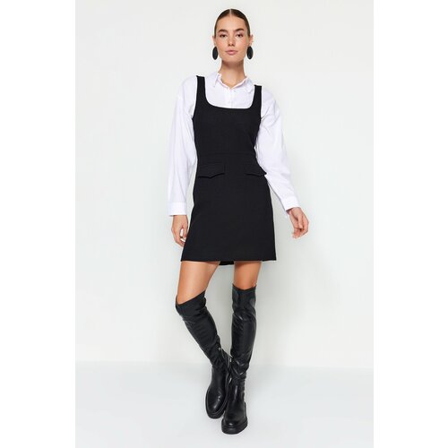 Trendyol Black Pocket Detailed Gilet Woven Dress Slike