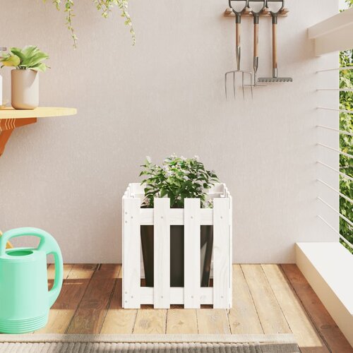 vidaXL Vrtna sadilica s izgledom ograde bijela 40x40x40 cm od borovine Cijene