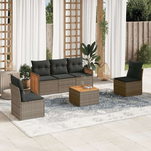 VidaXL 6-dijelni set vrtnih sofa od poliratana s jastucima sivi Slike