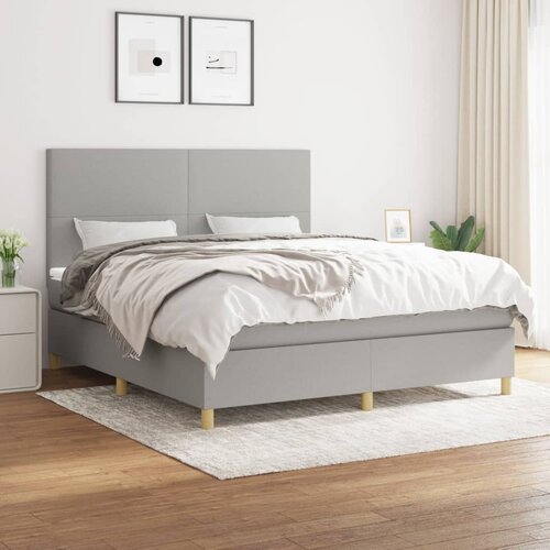  Krevet box spring s madracem svjetlosiva 160x200 cm tkanina Cijene