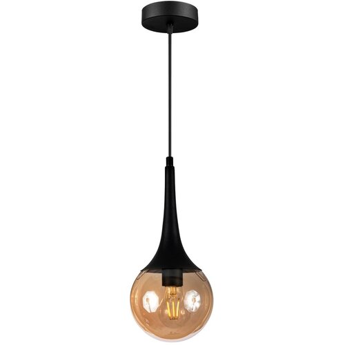 Squid Lighting Crna viseća svjetiljka sa staklenim sjenilom &amp;oslash; 15 cm Horn &amp;ndash; Slike