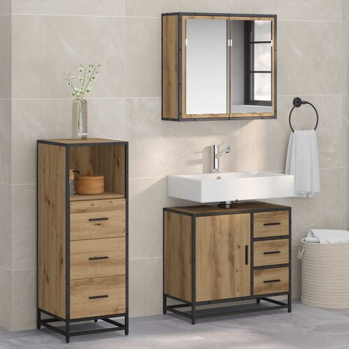  Set namje&scaron;taja za kupaonicu 3 kom. Umjetnički hrast Smeđa 35 x 37,5 x 100 cm Cijene