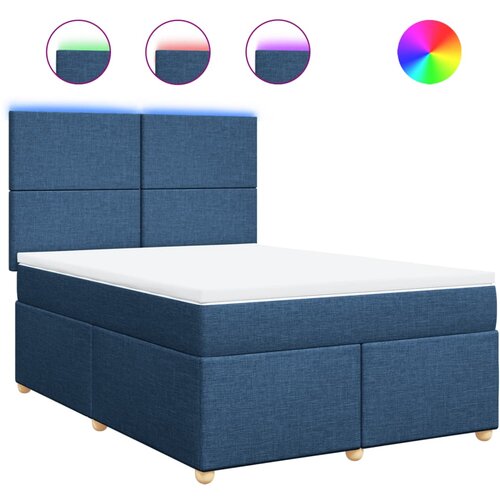 vidaXL Box spring postelja z vzmetnico modra 140x190 cm blago, (21309176) Cene