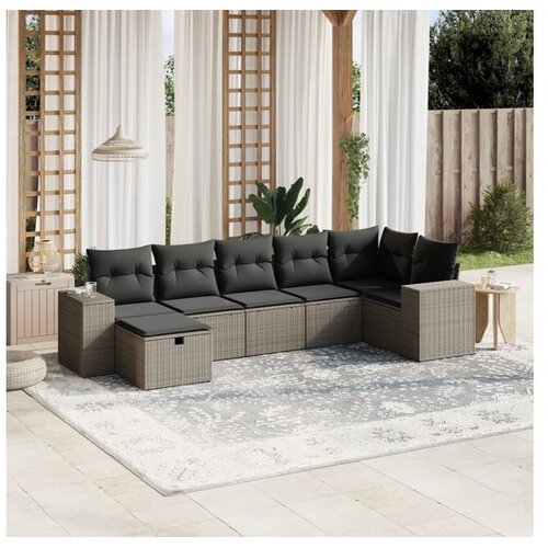 vidaXL 7-dijelni set vrtnih sofa svjetlosivi od poliratana Cijene