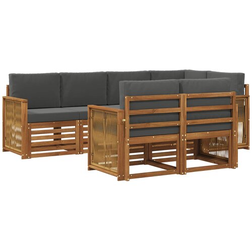 vidaXL Kotna sedežna garnitura z blazino 6 pcs Naravna in antracitna, (5000283401) Cene